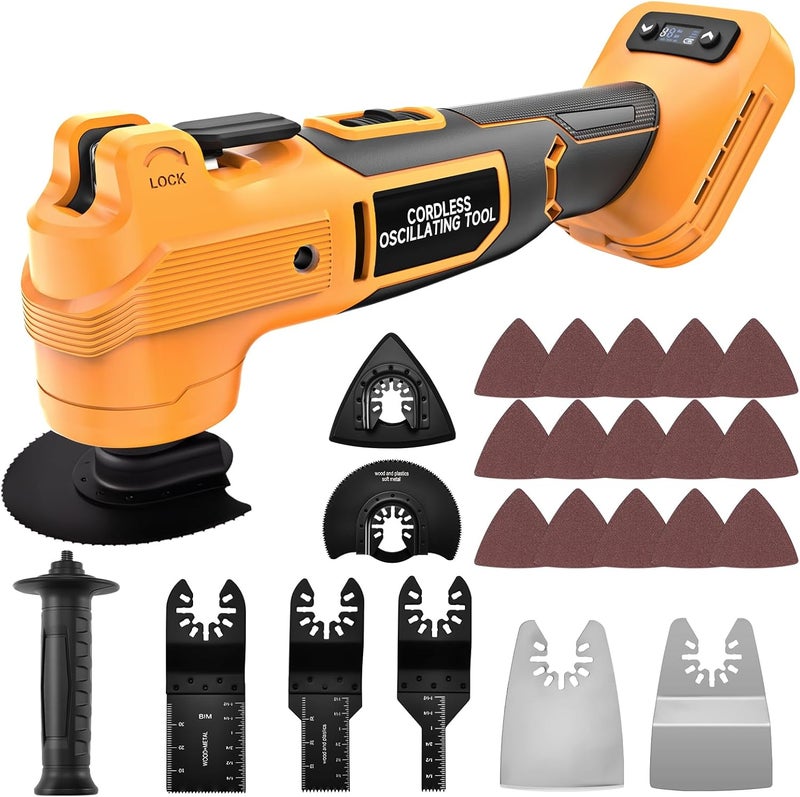 Fledukten Cordless Oscillating Tool Compatible with DeWalt 20V Battery, 21000 OPM Brushless Motor, Smart Auto Mode, 6-Speed Multi Tool with 23 Accessories for Cutting & Sanding (Bare Tool) - Image 1